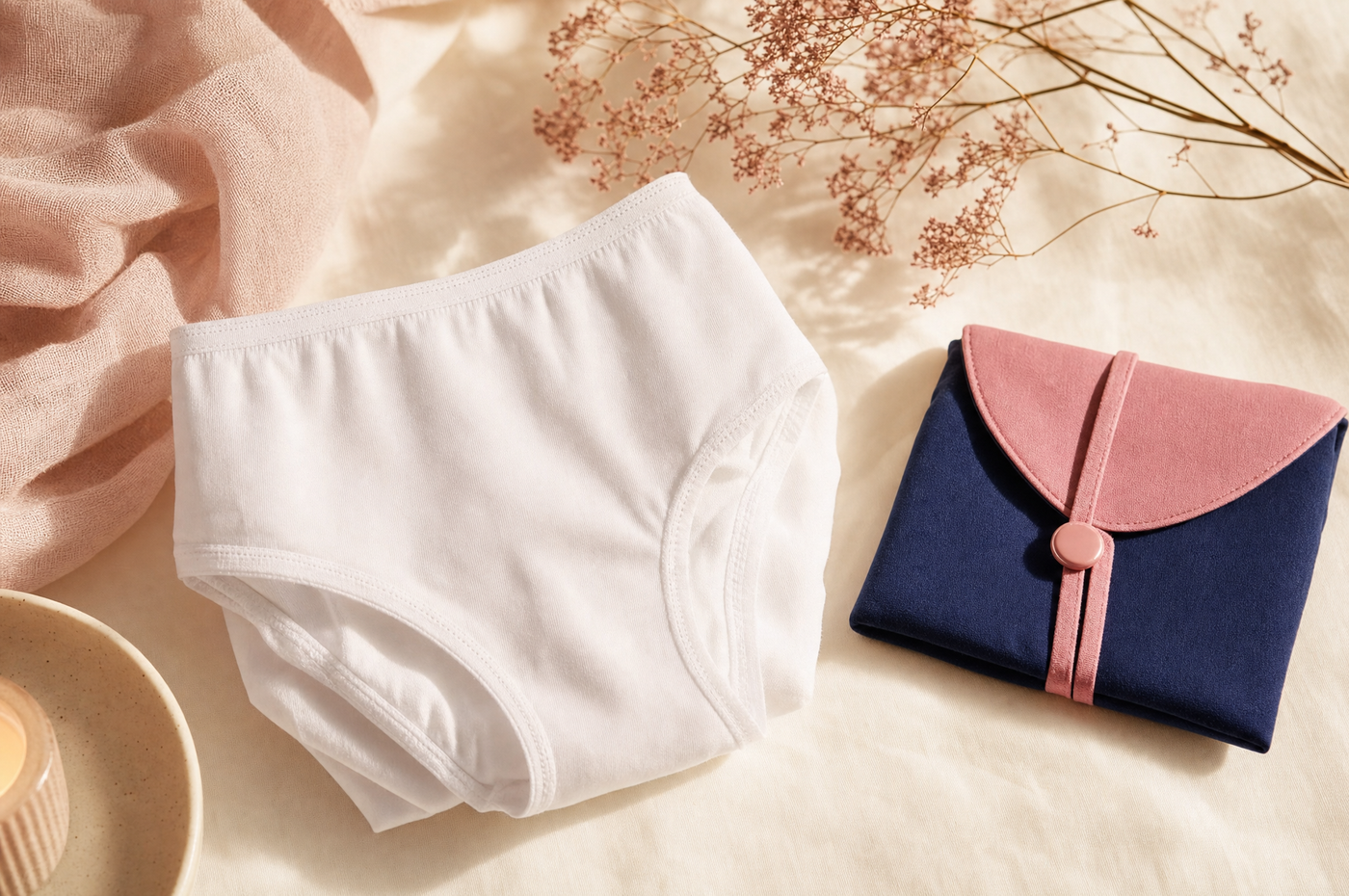 Disposable cotton period underwear with travel pouch