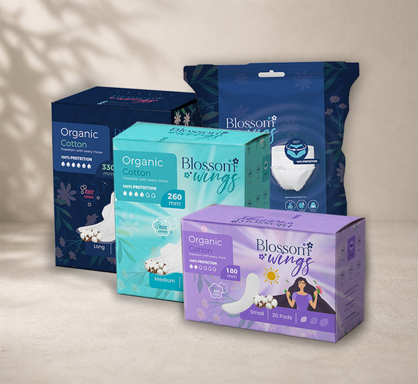 Blossom Wings curated period-care bundles (temporary image — real bundle photo pending)