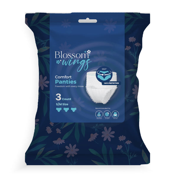 Blossom Wings Comfort Panties collection — disposable organic cotton period underwear